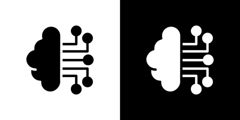 machine learning icon vector in flat style. collection silhouettes