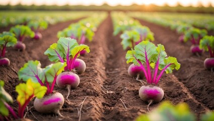Wall Mural - Sugar beets are raised in orderly rows on plantations