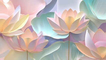 Wall Mural - pastel lotus flowers: a dreamy 3d floral arrangement