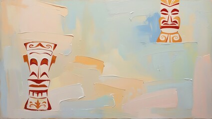 Wall Mural - tiki gods in abstract landscape