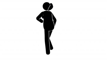 Wall Mural - Pictogram woman dances joyfully. Icon woman dancing a twist. looped Animation with alpha channel