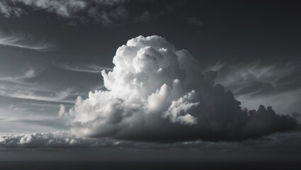 Wall Mural - isolated white cloud set against a darkened sky