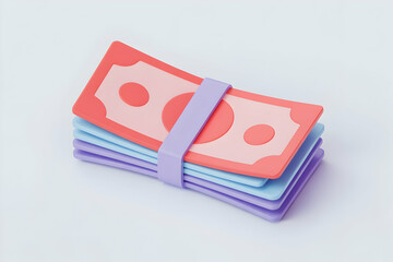 Poster - Pastel Colored Stack of Cartoon Money Bills