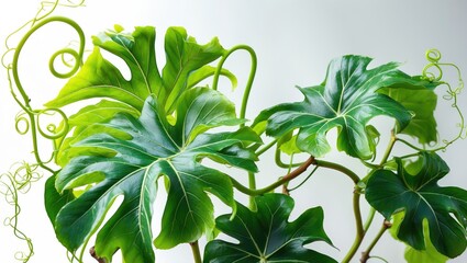 Wall Mural - grape-leaved tropical plant with tendrils, isolated on a white background and with clipping path.