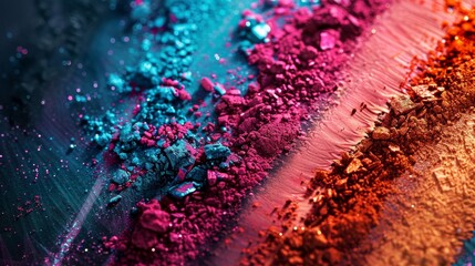 Poster - A breathtaking display of vibrant and colorful powders merging beautifully in various shades of orange, pink, and blue