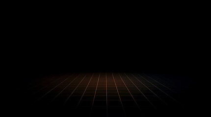 Poster - Dark gridded plane, minimalist black silhouette design, geometric perspective