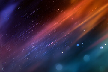 Wall Mural - Cosmic gradient background with glowing orange blue and purple tones light streaks and bokeh particles in a dreamy motion blur creating a deep space atmosphere