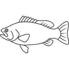 Poster - Vector illustration of a fish outline suitable for coloring pages and various design applications showcasing an aquatic theme.