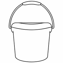 Poster - Black outline bucket with handle illustration suitable for gardening cleaning or as a design element on a transparent background for versatile creative applications