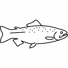 Poster - Linear illustration of a fish outline suitable for design  use on transparent background