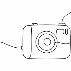 Poster - Minimalist line art camera illustration on a white background ready for creative designs and photographic imagery
