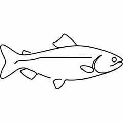 Poster - Minimalist outline of a fish suitable for design applications on a transparent background