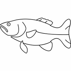 Poster - Outline illustration of a fish transparent design element suitable for educational projects and creative vector art.