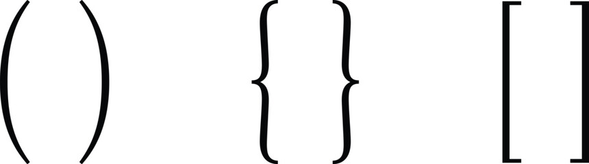 Fototapete - Text brackets icon set. Black quotation marks. Curly braces, double symmetric and angle. Vintage typographic symbol calligraphic quote frame. Doodle, element lettering. Vector for punctuation maths.
