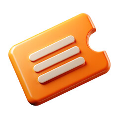 Aufkleber - 3d render orange ticket icon with three lines isolated on transparent background