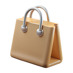 Aufkleber - Beige shopping bag 3d render isolated on transparent background