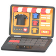 © Rolas Design - Online shopping on Laptop with clothes item 3D Icon Illustration. Low Poly Style