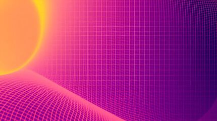Poster - Abstract pink purple grid wave background design