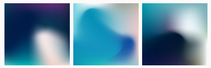 Fototapete - Vector illustration showcases moody, dark blue gradients with soft blur. It uses the popular futuristic blurred gradient style of 2025.