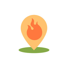 Poster - Stylized pinpoint location symbol with vibrant fire emblem depicting hotspot