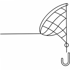 Poster - Abstract minimalist line art illustration featuring a stylized umbrella with hanging hook design on white background