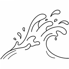Poster - Artistic vector illustration of a water wave splashing with black outlines against a white background