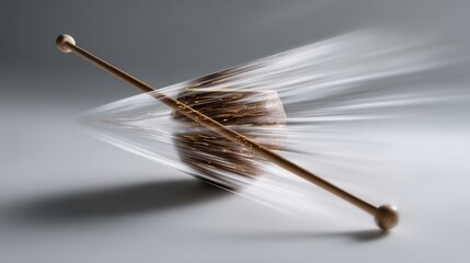 Leinwandbilder - A wooden stick is shown in the foreground with a blurry background