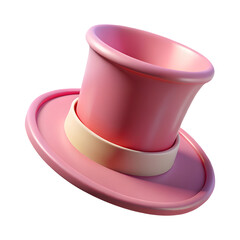 Aufkleber - Pink cartoon top hat 3d render isolated on transparent background