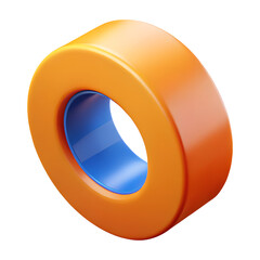 Aufkleber - Abstract 3d orange and blue ring shape isolated on transparent background