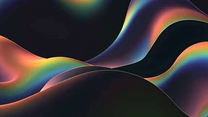 Poster - Abstract iridescent curves digital art dark background website design