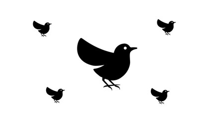 Poster - zoom in and out animation the bird symbol. large black symbol in the center and four small symbols a