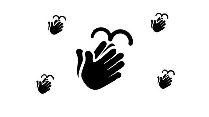Poster - Zoom in and out animation the washing hands symbol. Large black symbol in the center and four small symbols around. Seamless looped 4k animation on white background