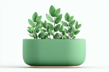 Poster - A minimalist aesthetic showcasing a vibrant green plant in a matching planter, set against a clean white background, embodying simplicity and modern elegance.