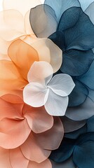 Poster - Abstract Floral Design with Radial Petals in Warm and Cool Tones