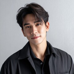 Poster - A young man with short hair and a black shirt is smiling for the camera