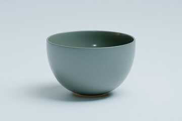 Poster - Elegant matte green ceramic bowl, a minimalist design against a light background, showing smooth curves and subtle reflections, great for kitchenware product shot.