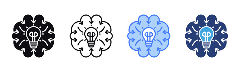 Poster - Brainstorming icon sheet multiple style collection