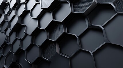 Aufkleber - A black and white image of a pattern of hexagons