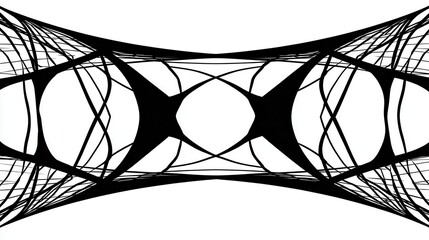 Abstract symmetrical design with intricate black lines.