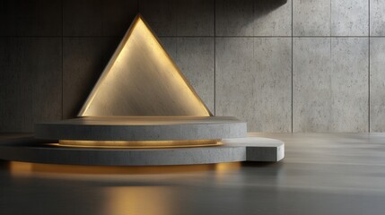 Poster - A triangular structure is lit up with a yellow light
