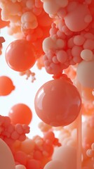 Aufkleber - Vibrant composition of abstract floating spheres in warm coral hues