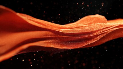 Aufkleber - Elegant orange fabric flowing gracefully in mid-air with sparkles against a dark background