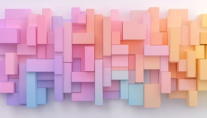 Poster - Abstract Pastel Geometric Pattern with Colorful Blocks