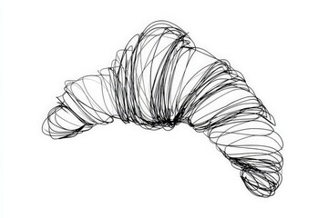 Leinwandbilder - Artistic representation of a croissant shape created with abstract black lines