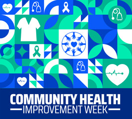 Wall Mural - community health improvement week geometric shape pattern background banner or poster design templat