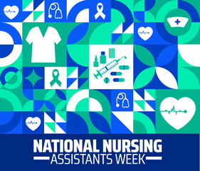 Wall Mural - national nursing assistants week background banner or poster design template. observed every year in