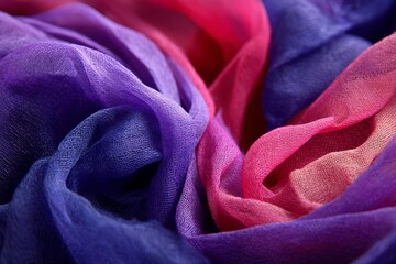 Poster - Colorful fabric swirls in vibrant shades of pink, purple, and red create a beautiful textile display for fashion or art projects
