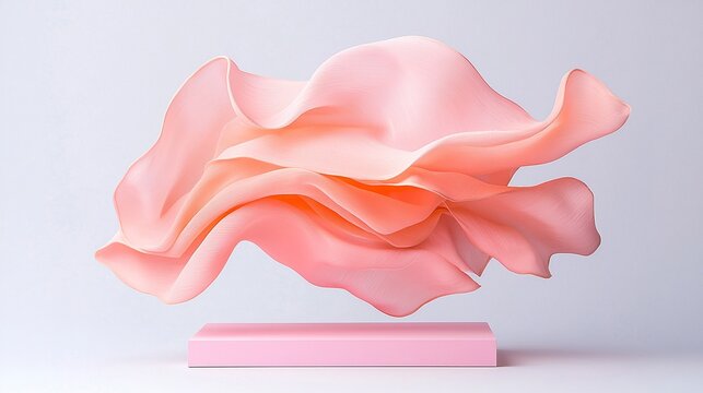 Floating Pink Fabric Folds Abstract Art