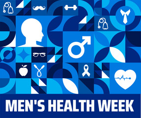 Wall Mural - men's health week geometric shape pattern background banner or poster design template. observed ever