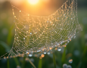 spider web with dew drops